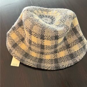 San Diego Hat Company Womens Plaid Bucket Hat from Anthropologie -Gray and Cream